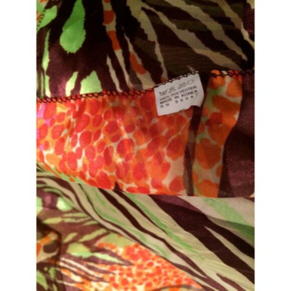 Vintage Zebra Print Sheer Polyester Head Scarf 20" Square Made In Korea - Picture 3 of 5